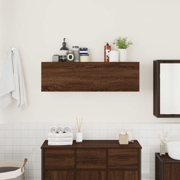 vidaXL Veggskap til baderom brun eik 100x25x30 cm konstruert tre