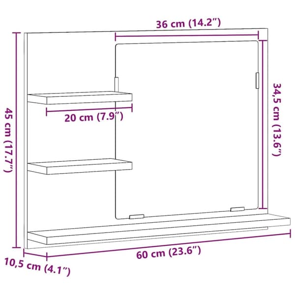 vidaXL Kylpyhuoneen peilikaappi artesaani tammi 60x10,5x45 cm