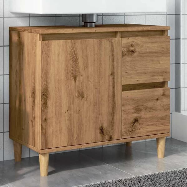 vidaXL underskab til vask 65x33x60 cm konstrueret træ kunsteg
