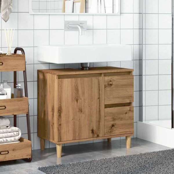 vidaXL Tvättställsskåp ek 65x33x60 cm konstruerat trä
