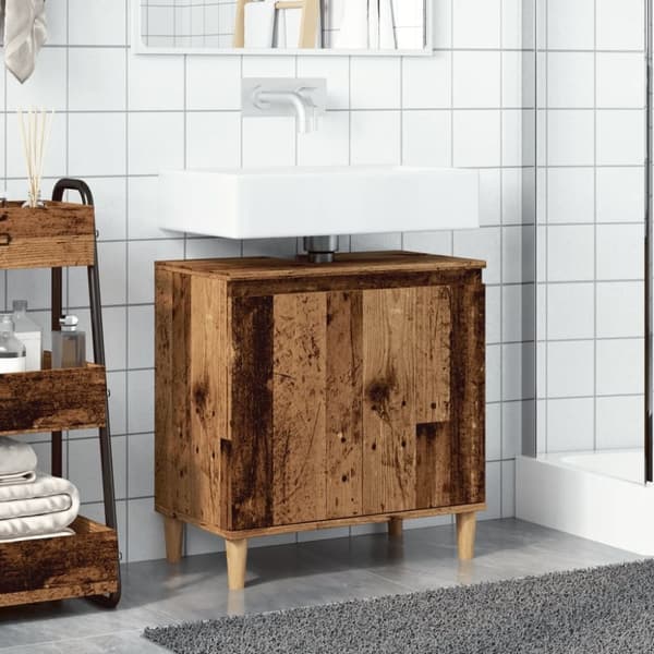 vidaXL Tvättställsskåp åldrat trä 58x33x60 cm konstruerat trä