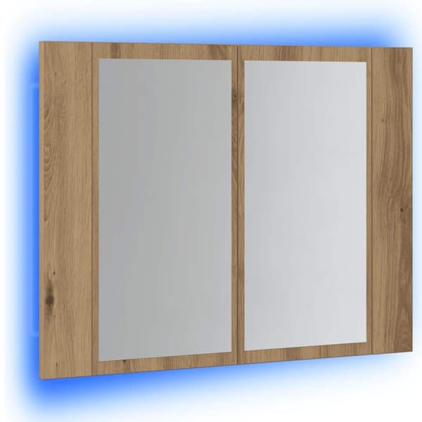 vidaXL Speilskap med LED artisan eik 60x12x45 cm konstruert tre