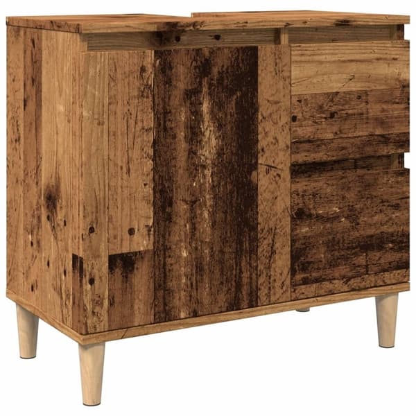 vidaXL underskab til vask 65x33x60 cm konstrueret træ gammelt trælook