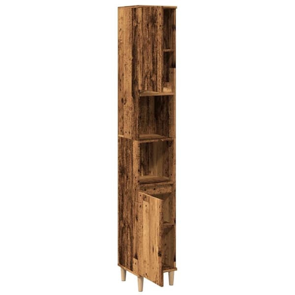vidaXL badeværelsesskab 30x30x190 cm konstrueret træ gammelt trælook