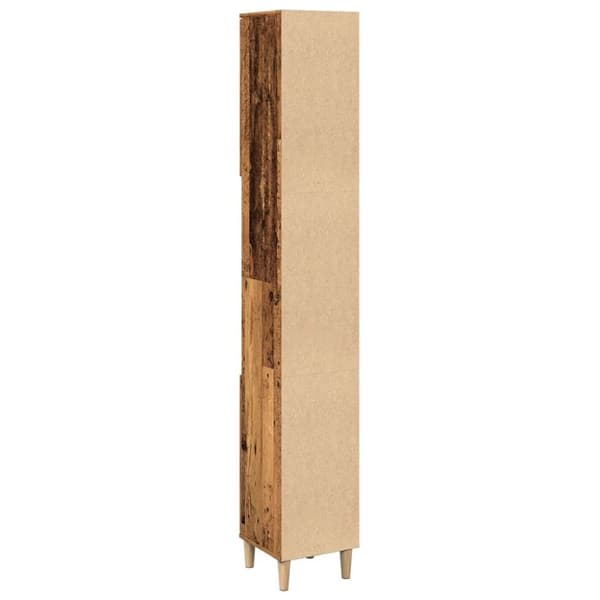 vidaXL badeværelsesskab 30x30x190 cm konstrueret træ gammelt trælook