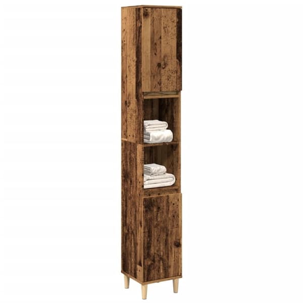 vidaXL badeværelsesskab 30x30x190 cm konstrueret træ gammelt trælook