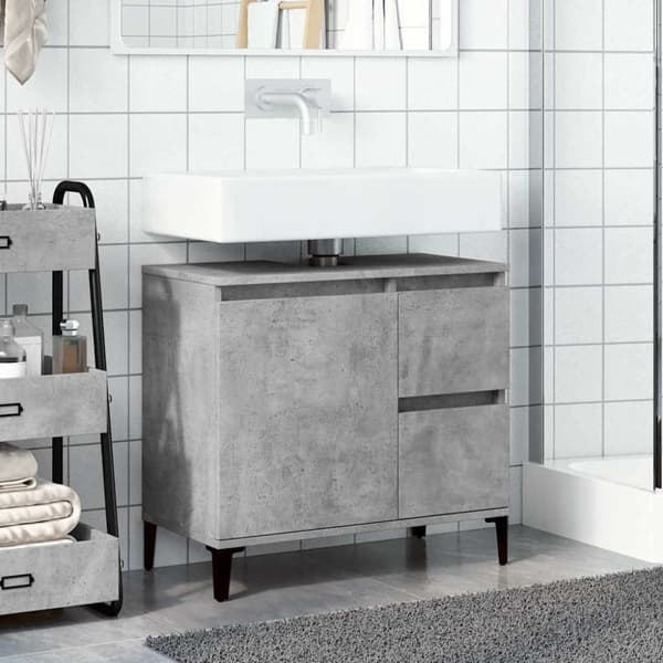 vidaXL Servantskap betonggrå 65x33x60 cm konstruert tre