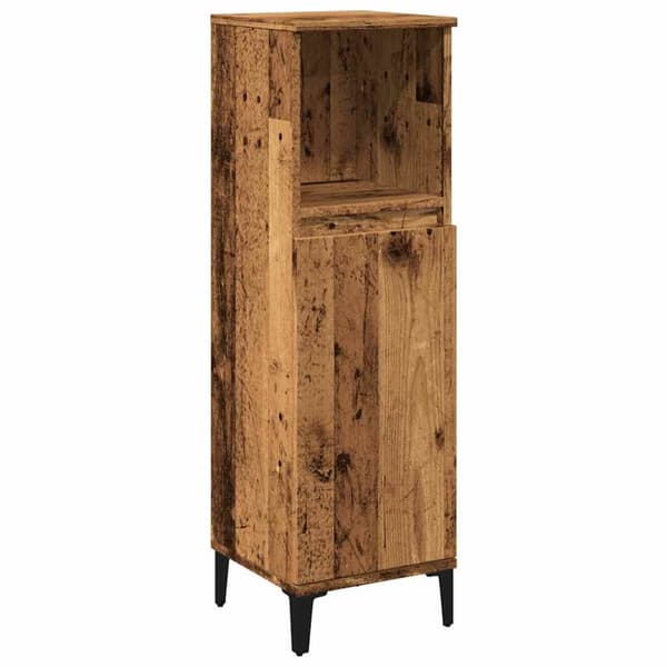 vidaXL badeværelsesskab 30x30x100 cm konstrueret træ gammelt trælook