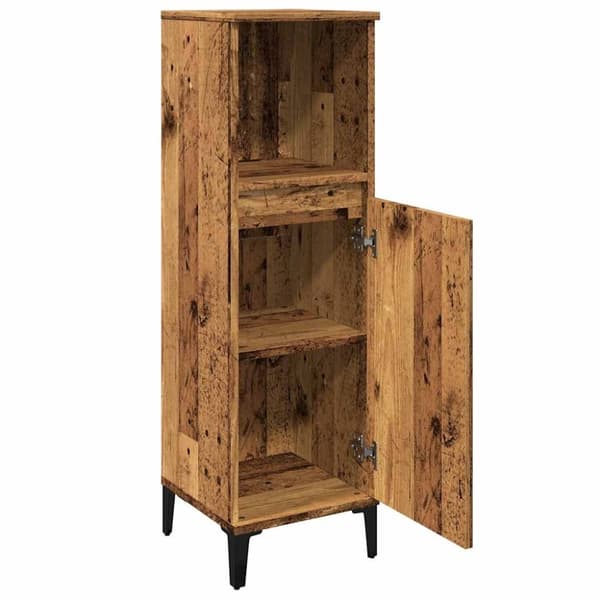 vidaXL badeværelsesskab 30x30x100 cm konstrueret træ gammelt trælook