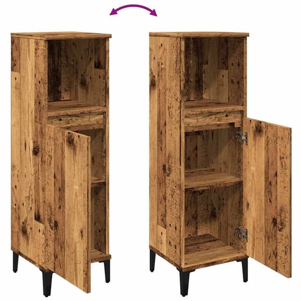 vidaXL badeværelsesskab 30x30x100 cm konstrueret træ gammelt trælook