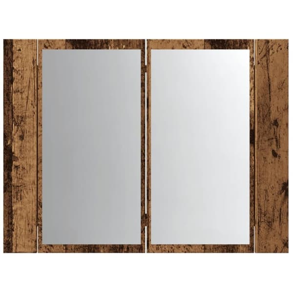 vidaXL spejlskab m. LED-lys 60x12x45 cm konstrueret træ antikt træ