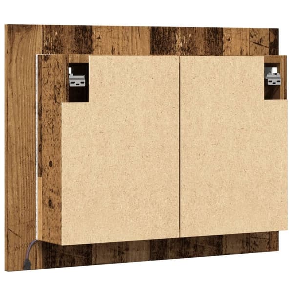 vidaXL spejlskab m. LED-lys 60x12x45 cm konstrueret træ antikt træ
