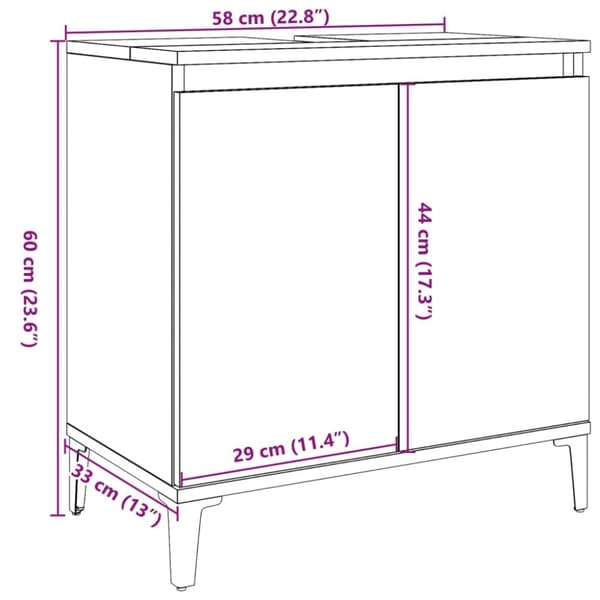 vidaXL Servantskap artisan eik 58x33x60 cm konstruert tre