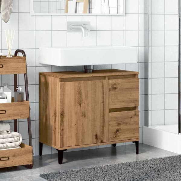 vidaXL Tvättställsskåp ek 65x33x60 cm konstruerat trä
