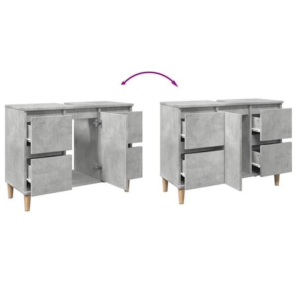 vidaXL Servantskap betonggrå 80x33x60 cm konstruert tre
