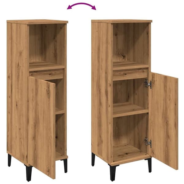 vidaXL badeværelsesskab 30x30x100 cm konstrueret træ kunsteg