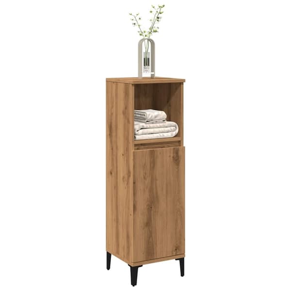 vidaXL badeværelsesskab 30x30x100 cm konstrueret træ kunsteg
