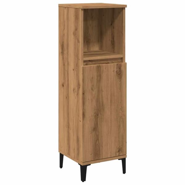 vidaXL badeværelsesskab 30x30x100 cm konstrueret træ kunsteg