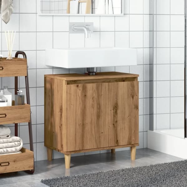 vidaXL underskab til håndvask 58x33x60 cm konstrueret træ kunsteg