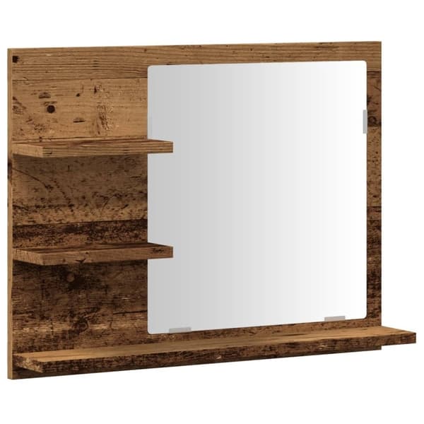 vidaXL badeværelsesskab med spejl 60x10,5x45 cm antikt træ