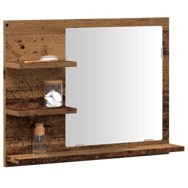 vidaXL badeværelsesskab med spejl 60x10,5x45 cm antikt træ