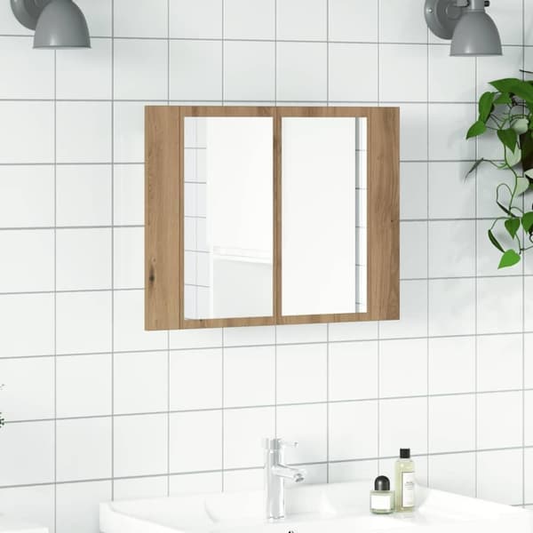 vidaXL LED peilikaappi käsityöläinen tammi 60x12x45 cm tekninen puu