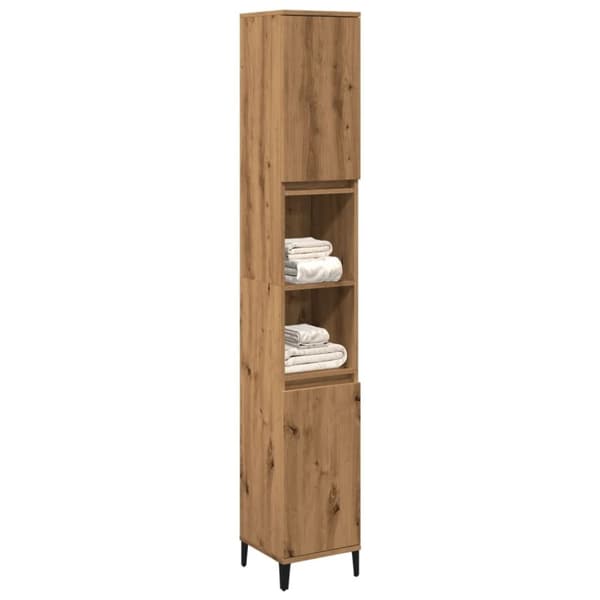 vidaXL badeværelsesskab 30x30x190 cm konstrueret træ kunsteg