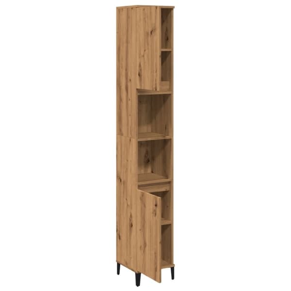 vidaXL badeværelsesskab 30x30x190 cm konstrueret træ kunsteg