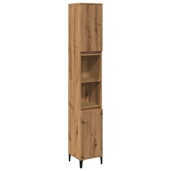 vidaXL badeværelsesskab 30x30x190 cm konstrueret træ kunsteg