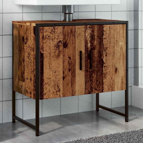 vidaXL underskab til håndvask 60x30x60 cm konstrueret træ gammelt træ