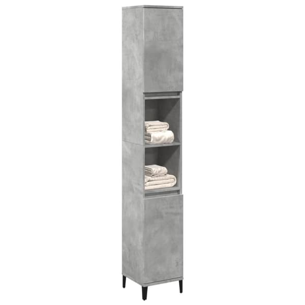 vidaXL Baderomsskap betonggrå 30x30x190 cm konstruert tre