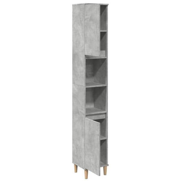 vidaXL Kylpyhuoneen kaappi betoninharmaa 30x30x190 cm tekninen puu