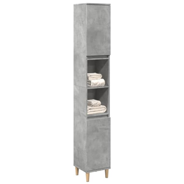 vidaXL Kylpyhuoneen kaappi betoninharmaa 30x30x190 cm tekninen puu