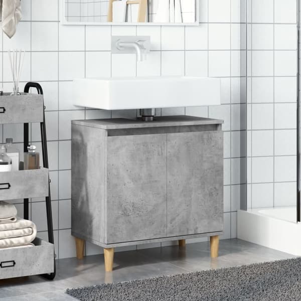 vidaXL underskab til håndvask 58x33x60 cm konstrueret træ betongrå