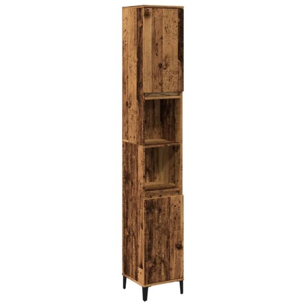vidaXL badeværelsesskab 30x30x190 cm konstrueret træ gammelt trælook