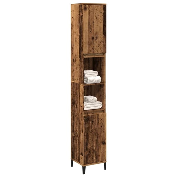 vidaXL badeværelsesskab 30x30x190 cm konstrueret træ gammelt trælook