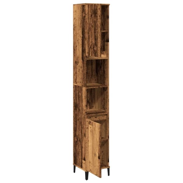 vidaXL badeværelsesskab 30x30x190 cm konstrueret træ gammelt trælook