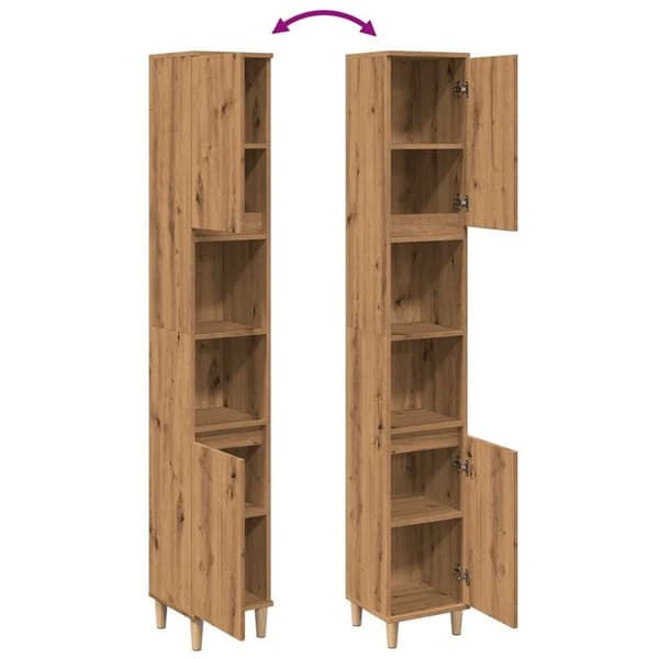 vidaXL Baderomsskap artisan eik 30x30x190 cm konstruert tre