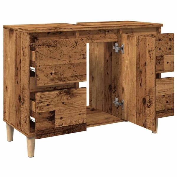 vidaXL Servantskap gammelt tre 80x33x60 cm konstruert tre