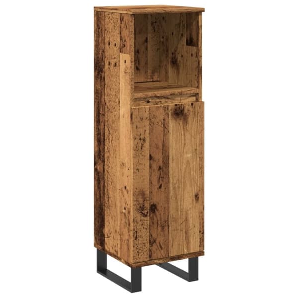 vidaXL badeværelsesskab 30x30x100 cm konstrueret træ gammelt trælook