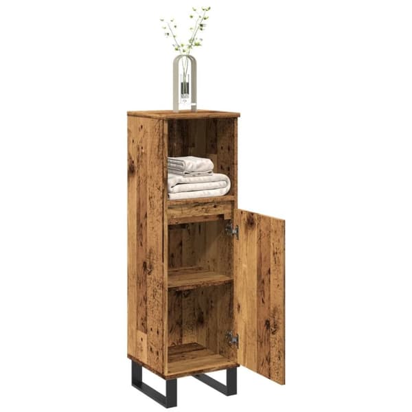 vidaXL badeværelsesskab 30x30x100 cm konstrueret træ gammelt trælook