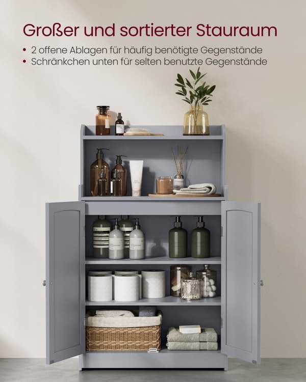 Rootz Dove Grey Badeværelsesskab - Opbevaringsenhed - Skab - MDF Materiale - 30 cm x 60 cm x 100 cm - Letvægts - Nem montering