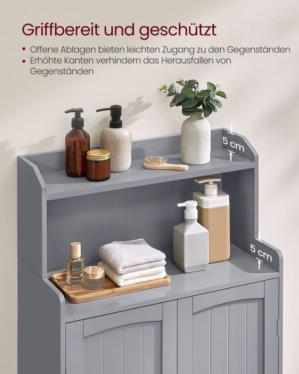 Rootz Dove Grey Badeværelsesskab - Opbevaringsenhed - Skab - MDF Materiale - 30 cm x 60 cm x 100 cm - Letvægts - Nem montering