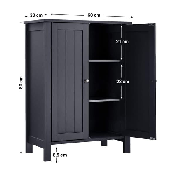 Rootz Grey kylpyhuonekaappi - Säilytyskaappi - Järjestäjä - MDF-rakenne - 60cm x 30cm x 80cm