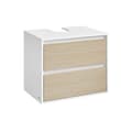 Miniatyrbillede 1 af 4: Rootz hængende vaskskab med 2 skuffer - Vaskeskab til badeværelset - Spånplade - Sky hvid - Naturlig beige - 40 cm x 60 cm x 50 cm