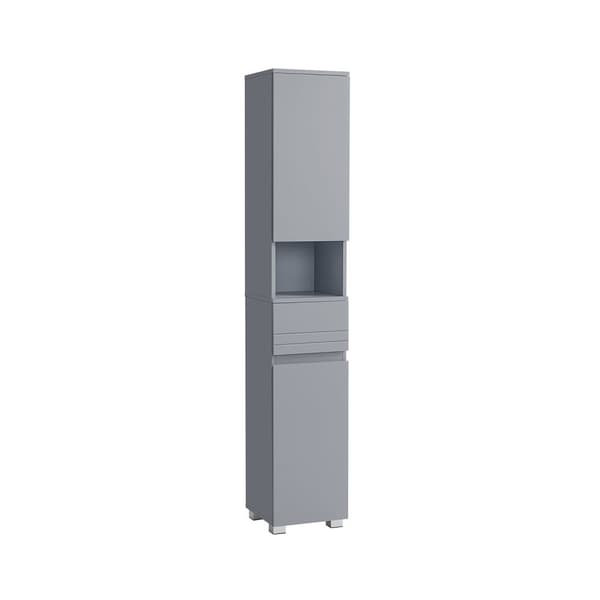 Rootz Mystical Grey Badeværelsesskab - MDF Opbevaring - Højt skab - 30 x 30 x 170 cm - Organisationsløsning