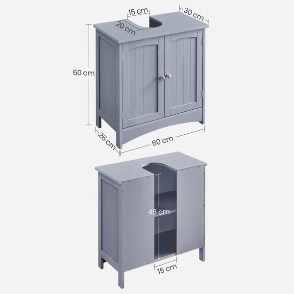 Rootz underskab til vask - Vaskeskab til badeværelset - Opbevaring med 2 døre - Mystisk grå - MDF-materiale - 30 cm x 60 cm x 60 cm - Kan monteres på