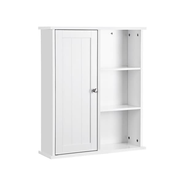 Badrumskåp - väggskåp - Köksskåp - med dörr och plank - 60 x 71 x 18 cm - vitt