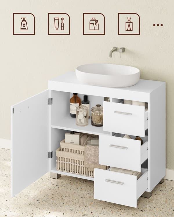 Washbasin møbler - badeværelsesmøbler - med 3 skuffer - hvid