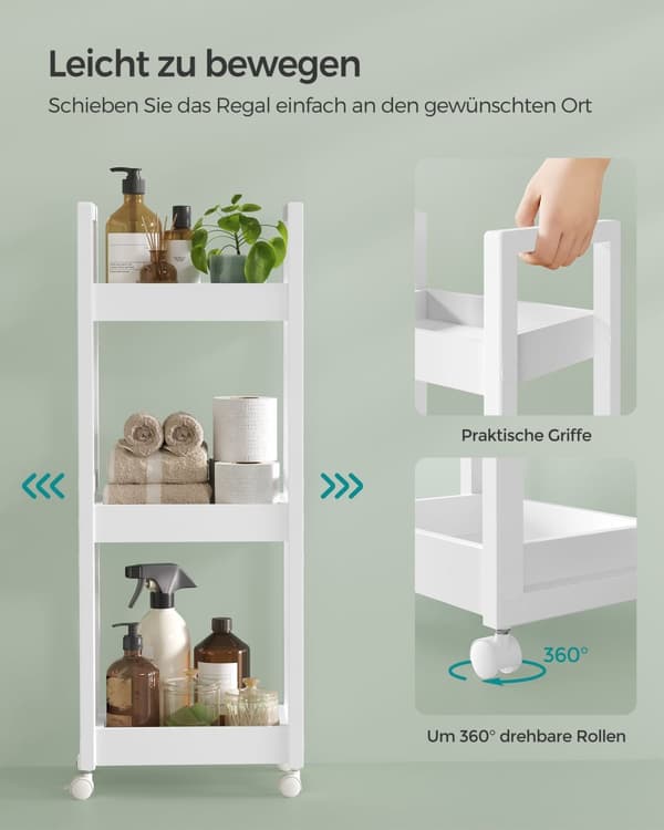 Badrumshylla - med 3 nivåer - smal - Space -Saving - White